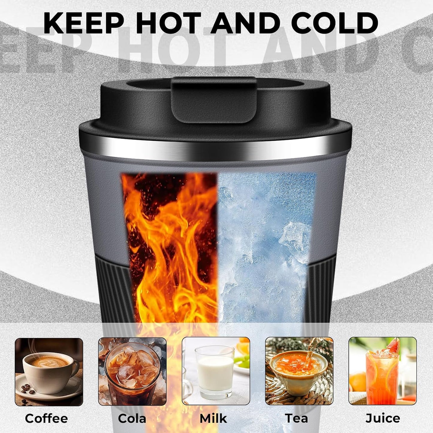 Insulated Coffee Tumbler 12 oz, Stainless Steel Coffee Mug with Lids, Travel Coffee Mug Leak Proof, Double Wall Vacuum Insulated Reusable Coffee Cup, Keep Drinks Hot and Cold (Orange, 12 Ounces)