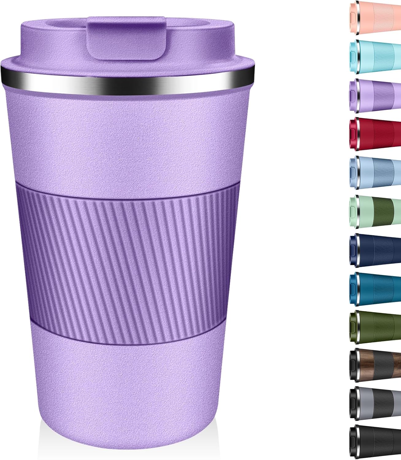 Insulated Coffee Tumbler 12 oz, Stainless Steel Coffee Mug with Lids, Travel Coffee Mug Leak Proof, Double Wall Vacuum Insulated Reusable Coffee Cup, Keep Drinks Hot and Cold (Orange, 12 Ounces)