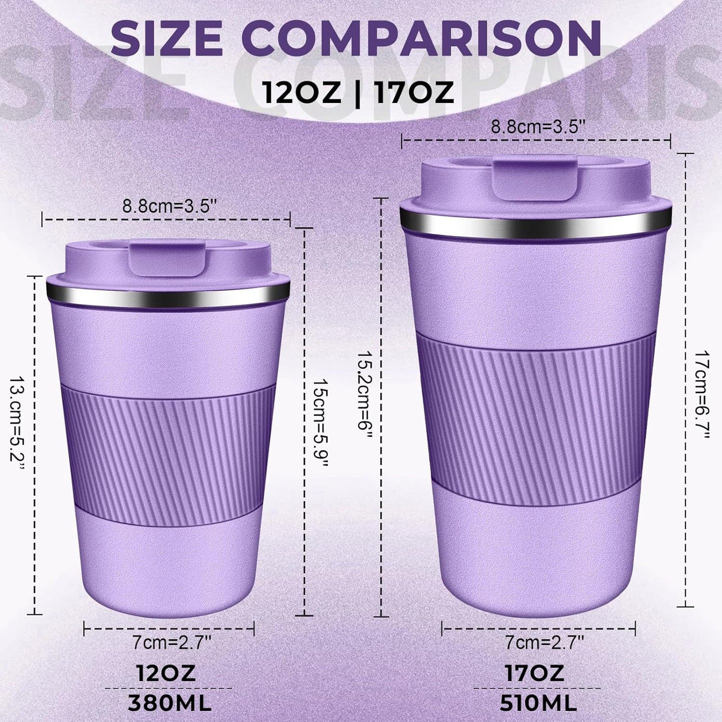 Insulated Coffee Tumbler 12 oz, Stainless Steel Coffee Mug with Lids, Travel Coffee Mug Leak Proof, Double Wall Vacuum Insulated Reusable Coffee Cup, Keep Drinks Hot and Cold (Orange, 12 Ounces)