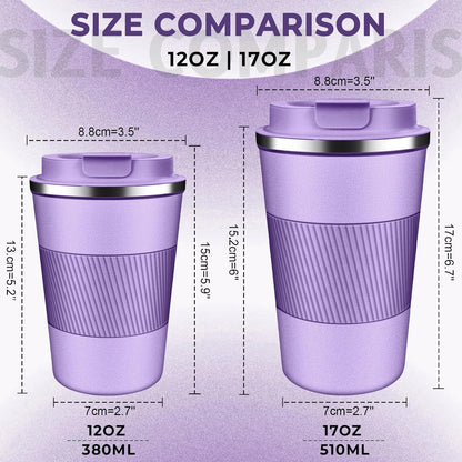 Insulated Coffee Tumbler 12 oz, Stainless Steel Coffee Mug with Lids, Travel Coffee Mug Leak Proof, Double Wall Vacuum Insulated Reusable Coffee Cup, Keep Drinks Hot and Cold (Orange, 12 Ounces)