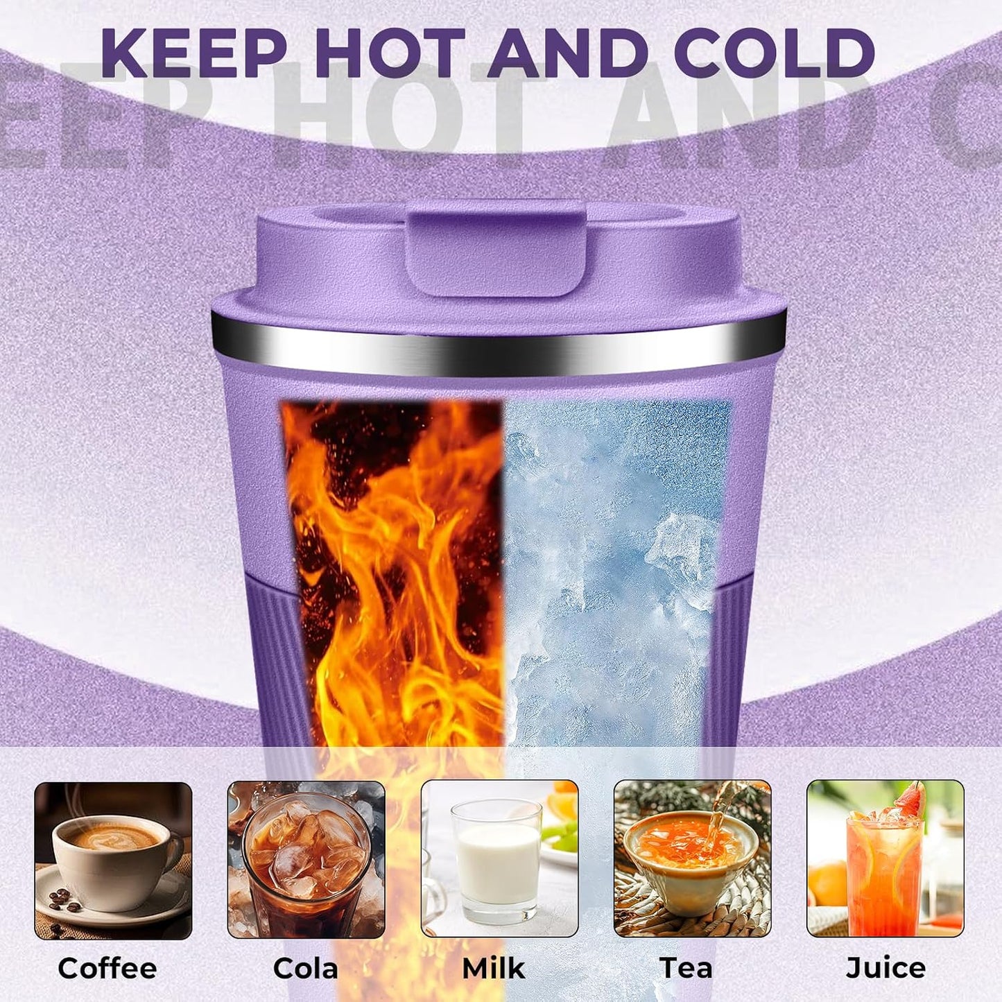 Insulated Coffee Tumbler 12 oz, Stainless Steel Coffee Mug with Lids, Travel Coffee Mug Leak Proof, Double Wall Vacuum Insulated Reusable Coffee Cup, Keep Drinks Hot and Cold (Orange, 12 Ounces)