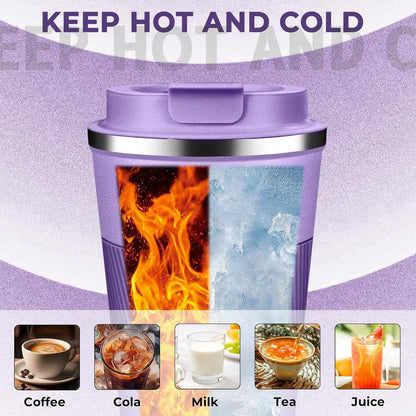 Insulated Coffee Tumbler 12 oz, Stainless Steel Coffee Mug with Lids, Travel Coffee Mug Leak Proof, Double Wall Vacuum Insulated Reusable Coffee Cup, Keep Drinks Hot and Cold (Orange, 12 Ounces)