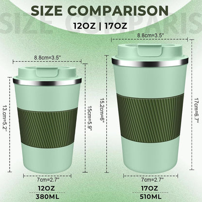 Insulated Coffee Tumbler 12 oz, Stainless Steel Coffee Mug with Lids, Travel Coffee Mug Leak Proof, Double Wall Vacuum Insulated Reusable Coffee Cup, Keep Drinks Hot and Cold (Orange, 12 Ounces)