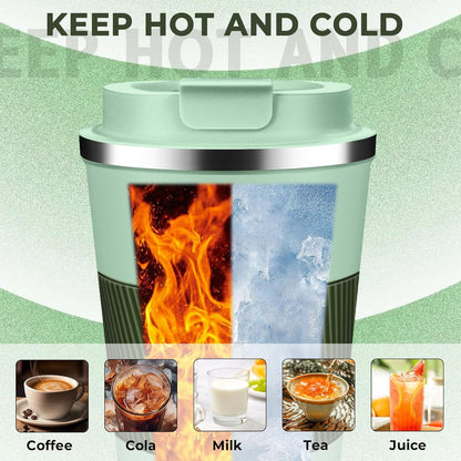 Insulated Coffee Tumbler 12 oz, Stainless Steel Coffee Mug with Lids, Travel Coffee Mug Leak Proof, Double Wall Vacuum Insulated Reusable Coffee Cup, Keep Drinks Hot and Cold (Orange, 12 Ounces)