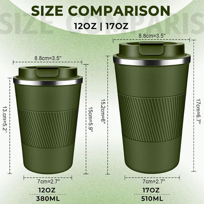 Insulated Coffee Tumbler 12 oz, Stainless Steel Coffee Mug with Lids, Travel Coffee Mug Leak Proof, Double Wall Vacuum Insulated Reusable Coffee Cup, Keep Drinks Hot and Cold (Orange, 12 Ounces)