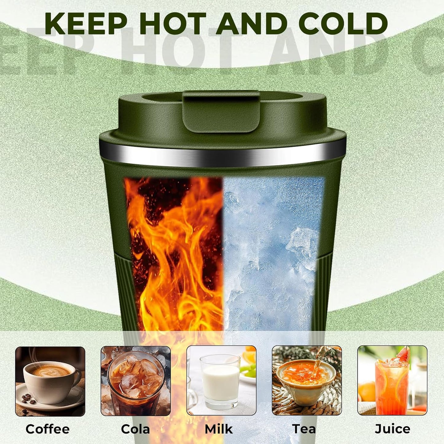 Insulated Coffee Tumbler 12 oz, Stainless Steel Coffee Mug with Lids, Travel Coffee Mug Leak Proof, Double Wall Vacuum Insulated Reusable Coffee Cup, Keep Drinks Hot and Cold (Orange, 12 Ounces)