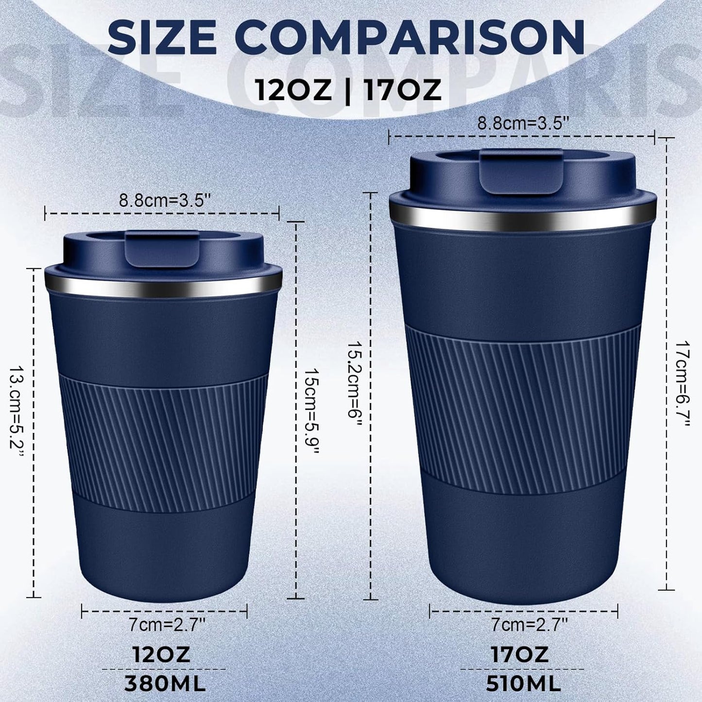Insulated Coffee Tumbler 12 oz, Stainless Steel Coffee Mug with Lids, Travel Coffee Mug Leak Proof, Double Wall Vacuum Insulated Reusable Coffee Cup, Keep Drinks Hot and Cold (Orange, 12 Ounces)