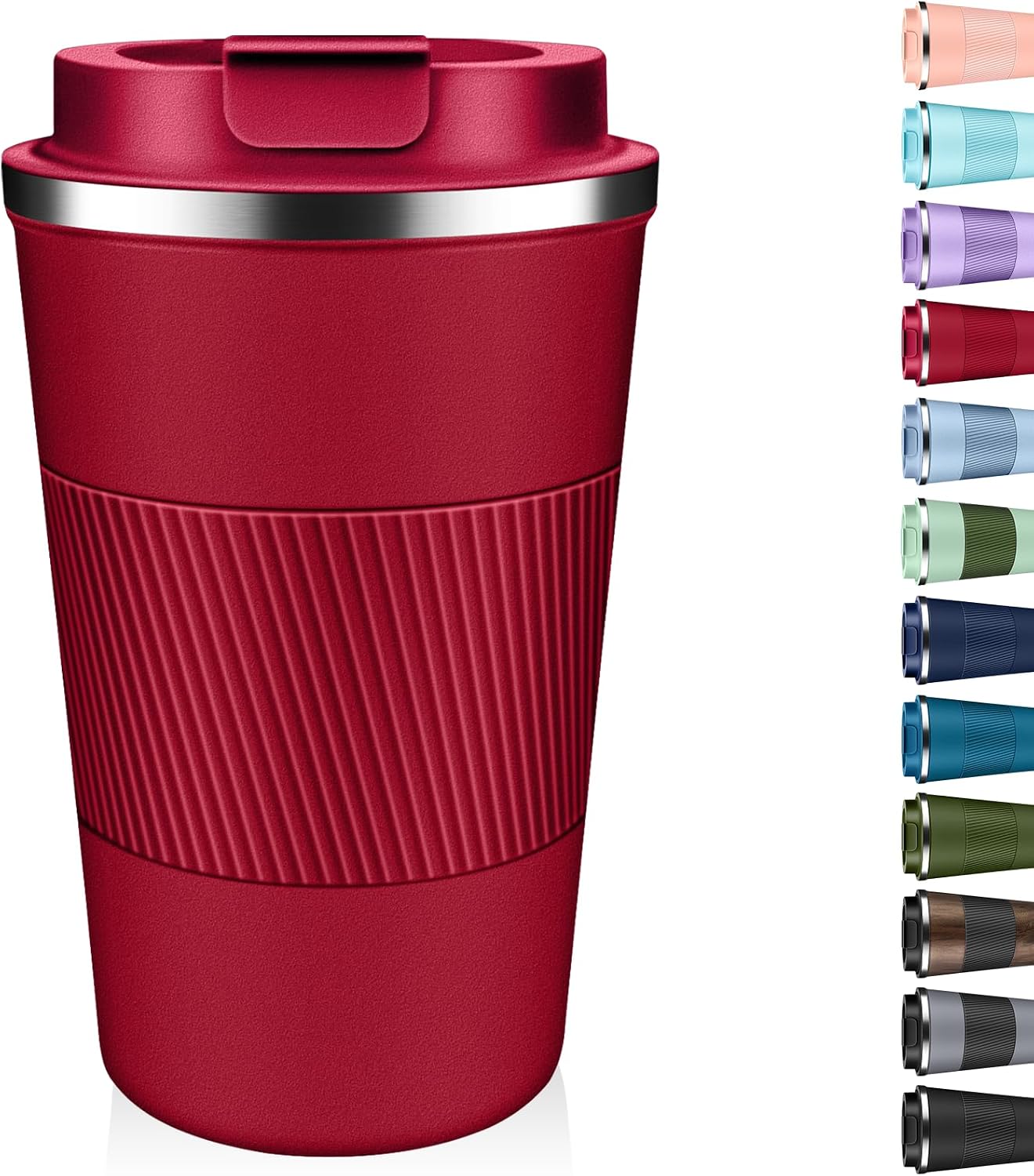 Insulated Coffee Tumbler 12 oz, Stainless Steel Coffee Mug with Lids, Travel Coffee Mug Leak Proof, Double Wall Vacuum Insulated Reusable Coffee Cup, Keep Drinks Hot and Cold (Orange, 12 Ounces)