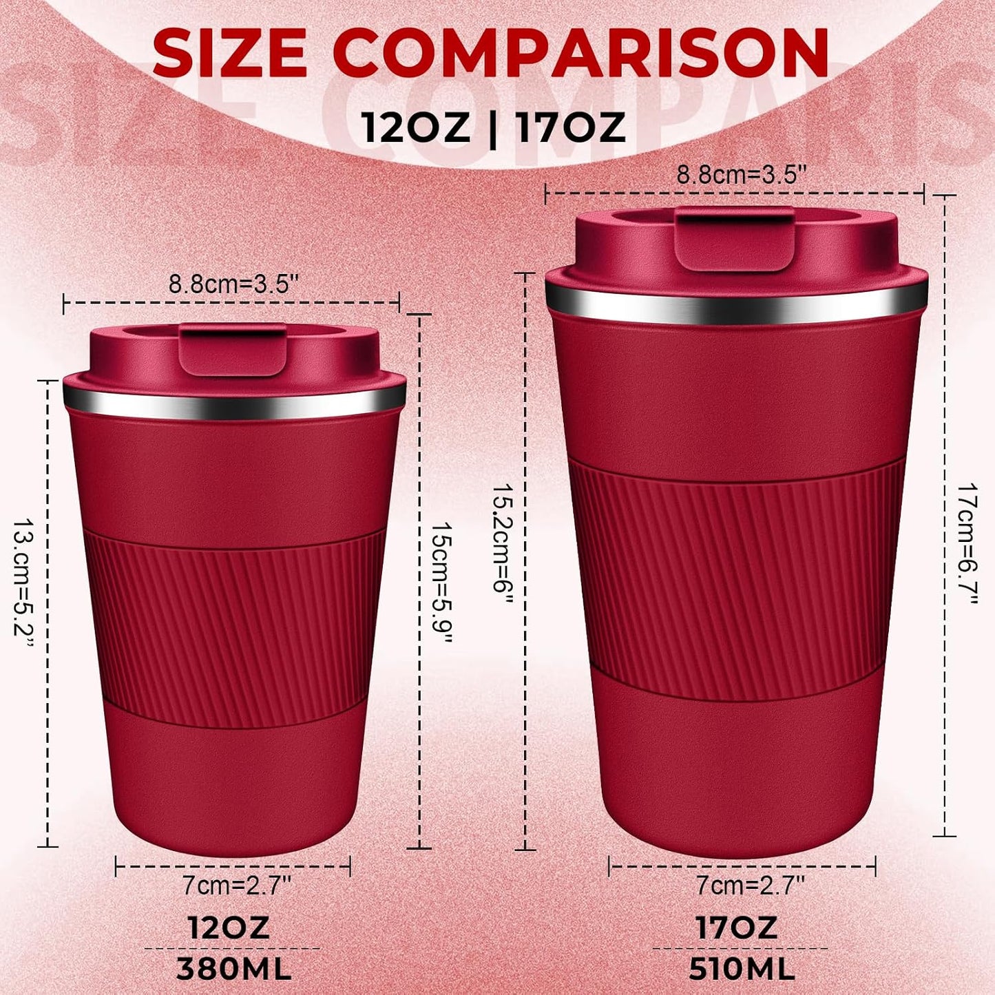 Insulated Coffee Tumbler 12 oz, Stainless Steel Coffee Mug with Lids, Travel Coffee Mug Leak Proof, Double Wall Vacuum Insulated Reusable Coffee Cup, Keep Drinks Hot and Cold (Orange, 12 Ounces)
