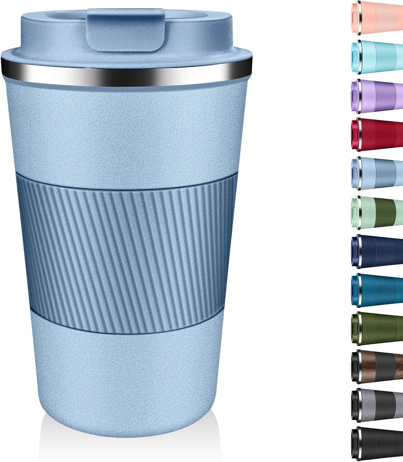 Insulated Coffee Tumbler 12 oz, Stainless Steel Coffee Mug with Lids, Travel Coffee Mug Leak Proof, Double Wall Vacuum Insulated Reusable Coffee Cup, Keep Drinks Hot and Cold (Orange, 12 Ounces)