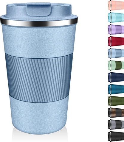 Insulated Coffee Tumbler 12 oz, Stainless Steel Coffee Mug with Lids, Travel Coffee Mug Leak Proof, Double Wall Vacuum Insulated Reusable Coffee Cup, Keep Drinks Hot and Cold (Orange, 12 Ounces)