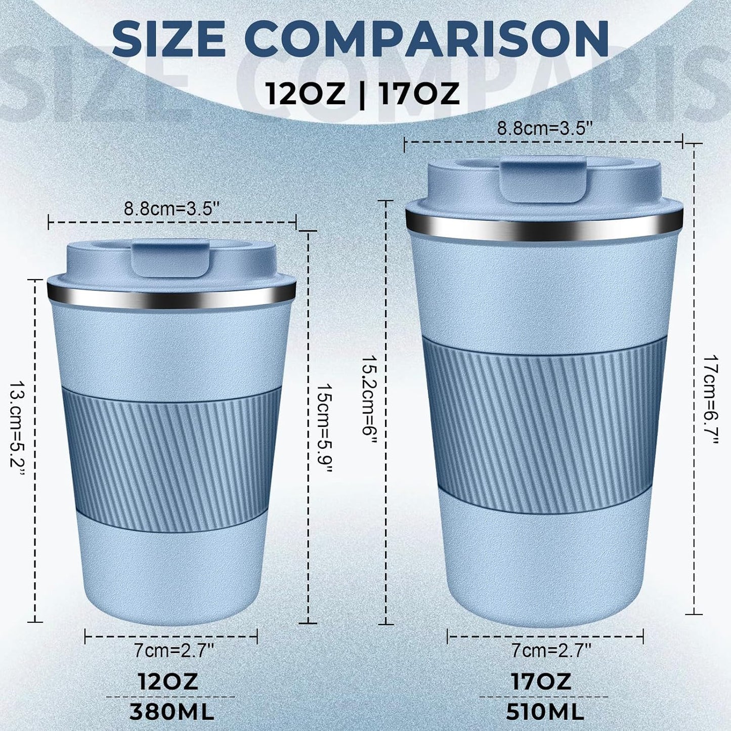 Insulated Coffee Tumbler 12 oz, Stainless Steel Coffee Mug with Lids, Travel Coffee Mug Leak Proof, Double Wall Vacuum Insulated Reusable Coffee Cup, Keep Drinks Hot and Cold (Orange, 12 Ounces)