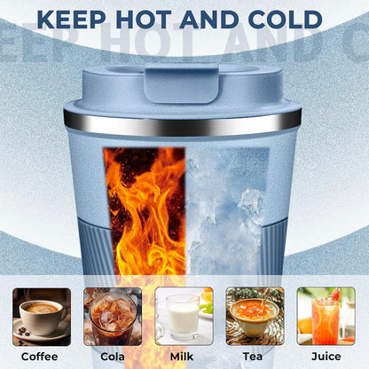 Insulated Coffee Tumbler 12 oz, Stainless Steel Coffee Mug with Lids, Travel Coffee Mug Leak Proof, Double Wall Vacuum Insulated Reusable Coffee Cup, Keep Drinks Hot and Cold (Orange, 12 Ounces)
