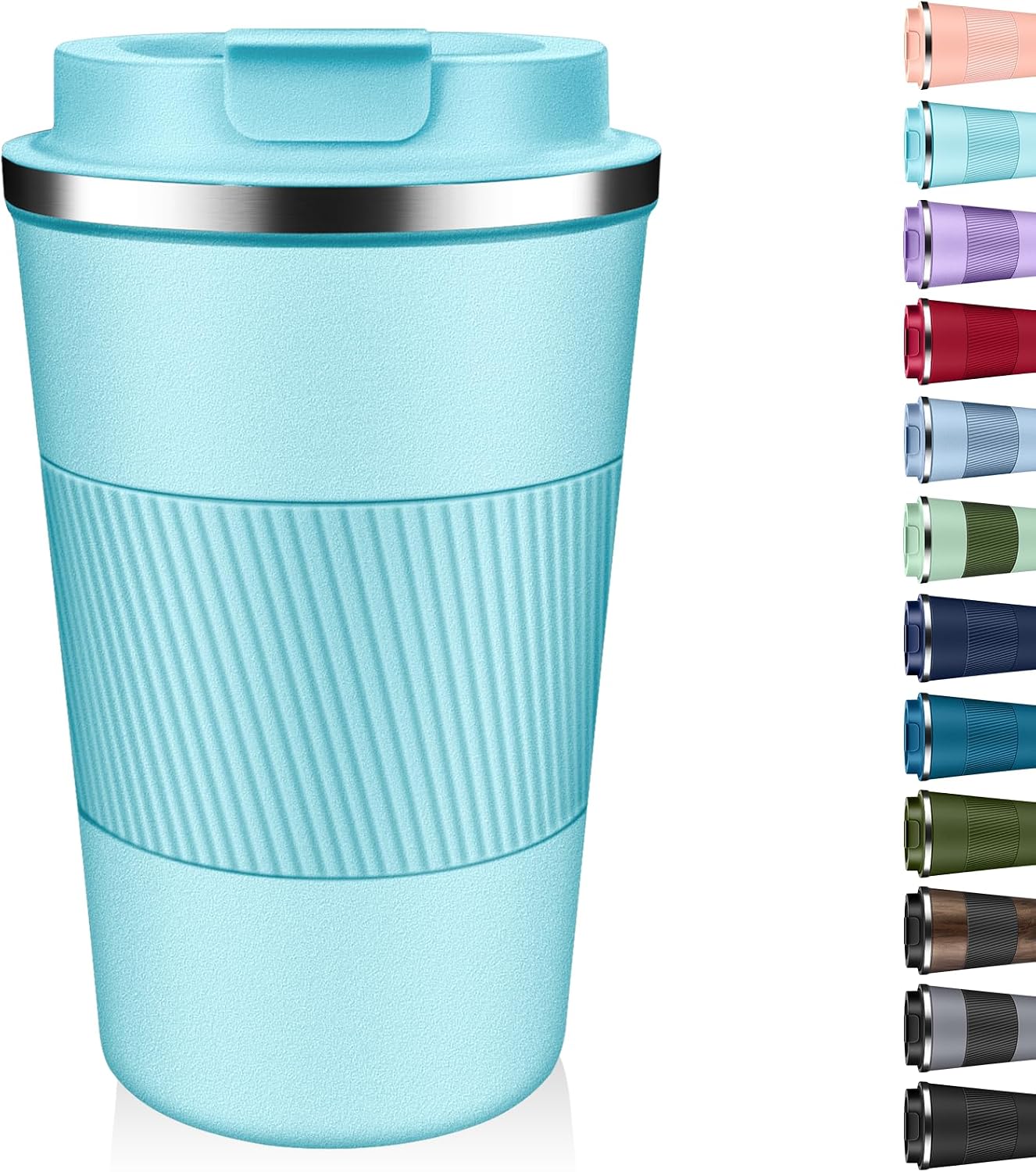 Insulated Coffee Tumbler 12 oz, Stainless Steel Coffee Mug with Lids, Travel Coffee Mug Leak Proof, Double Wall Vacuum Insulated Reusable Coffee Cup, Keep Drinks Hot and Cold (Orange, 12 Ounces)