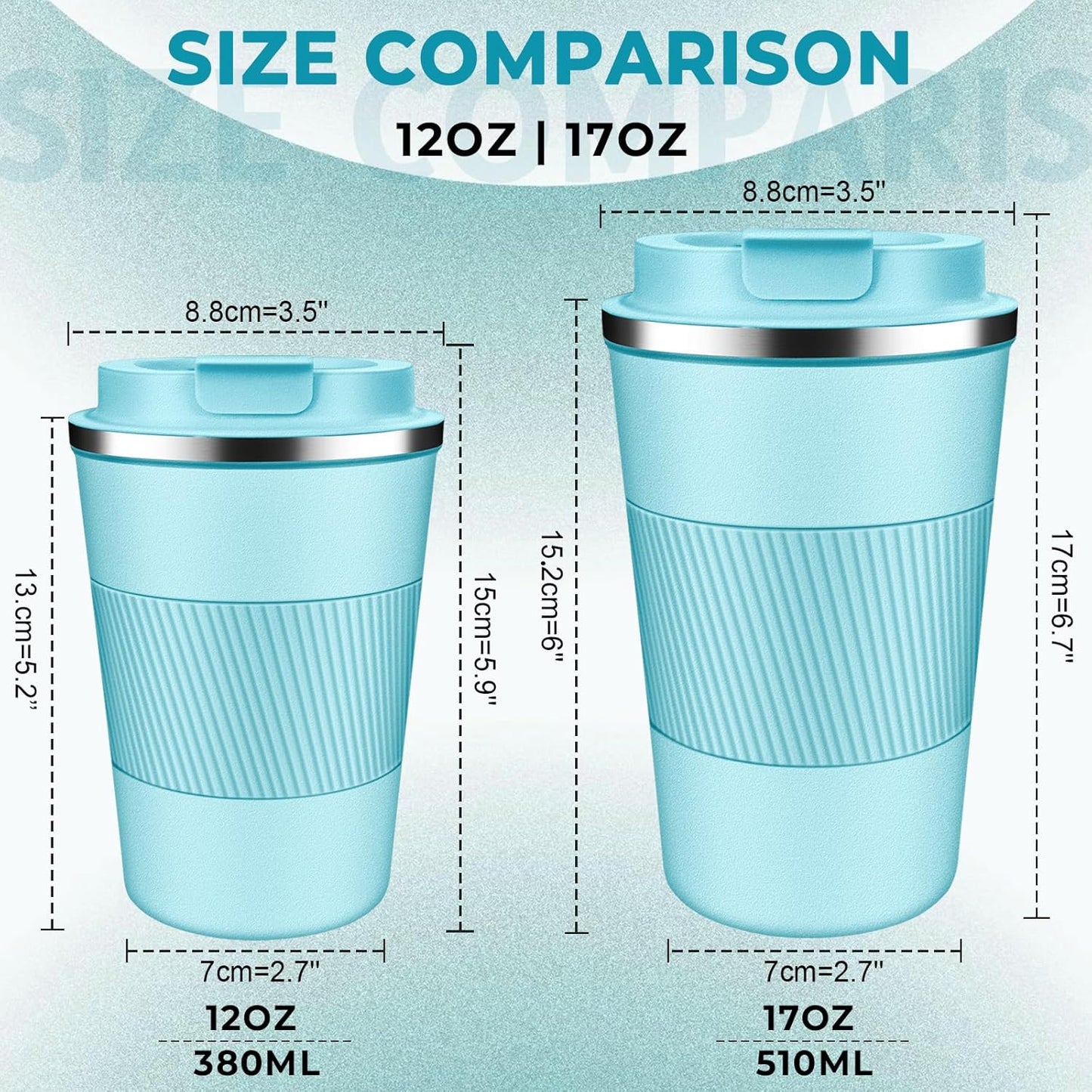 Insulated Coffee Tumbler 12 oz, Stainless Steel Coffee Mug with Lids, Travel Coffee Mug Leak Proof, Double Wall Vacuum Insulated Reusable Coffee Cup, Keep Drinks Hot and Cold (Orange, 12 Ounces)