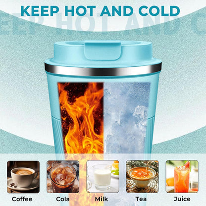 Insulated Coffee Tumbler 12 oz, Stainless Steel Coffee Mug with Lids, Travel Coffee Mug Leak Proof, Double Wall Vacuum Insulated Reusable Coffee Cup, Keep Drinks Hot and Cold (Orange, 12 Ounces)
