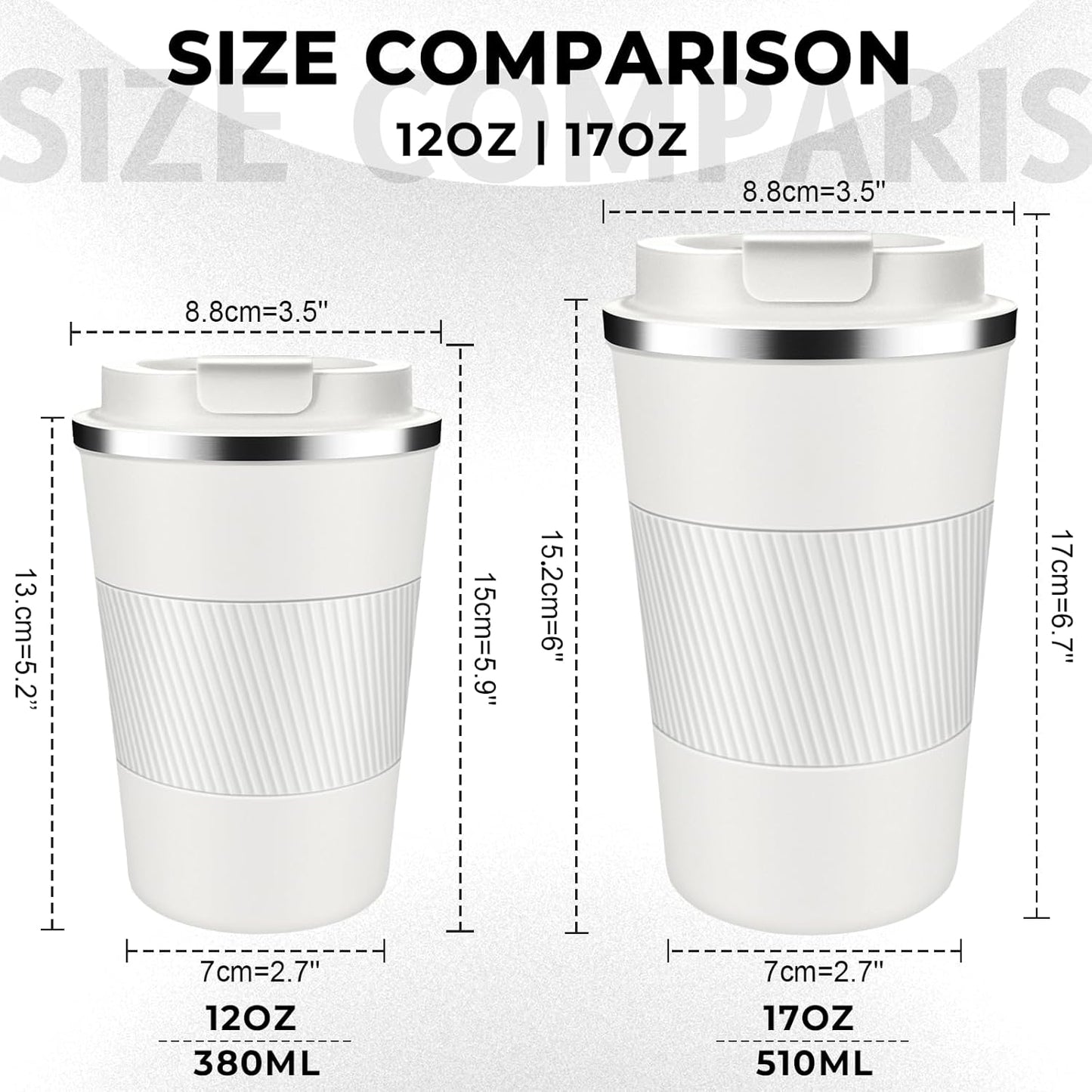 Insulated Coffee Tumbler 12 oz, Stainless Steel Coffee Mug with Lids, Travel Coffee Mug Leak Proof, Double Wall Vacuum Insulated Reusable Coffee Cup, Keep Drinks Hot and Cold (Orange, 12 Ounces)
