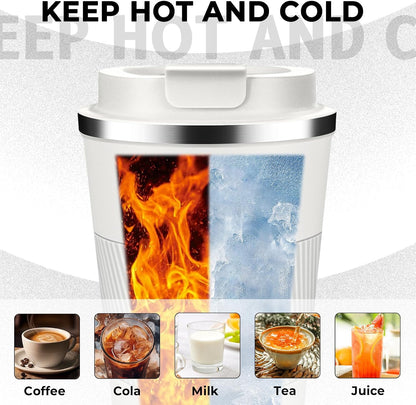 Insulated Coffee Tumbler 12 oz, Stainless Steel Coffee Mug with Lids, Travel Coffee Mug Leak Proof, Double Wall Vacuum Insulated Reusable Coffee Cup, Keep Drinks Hot and Cold (Orange, 12 Ounces)