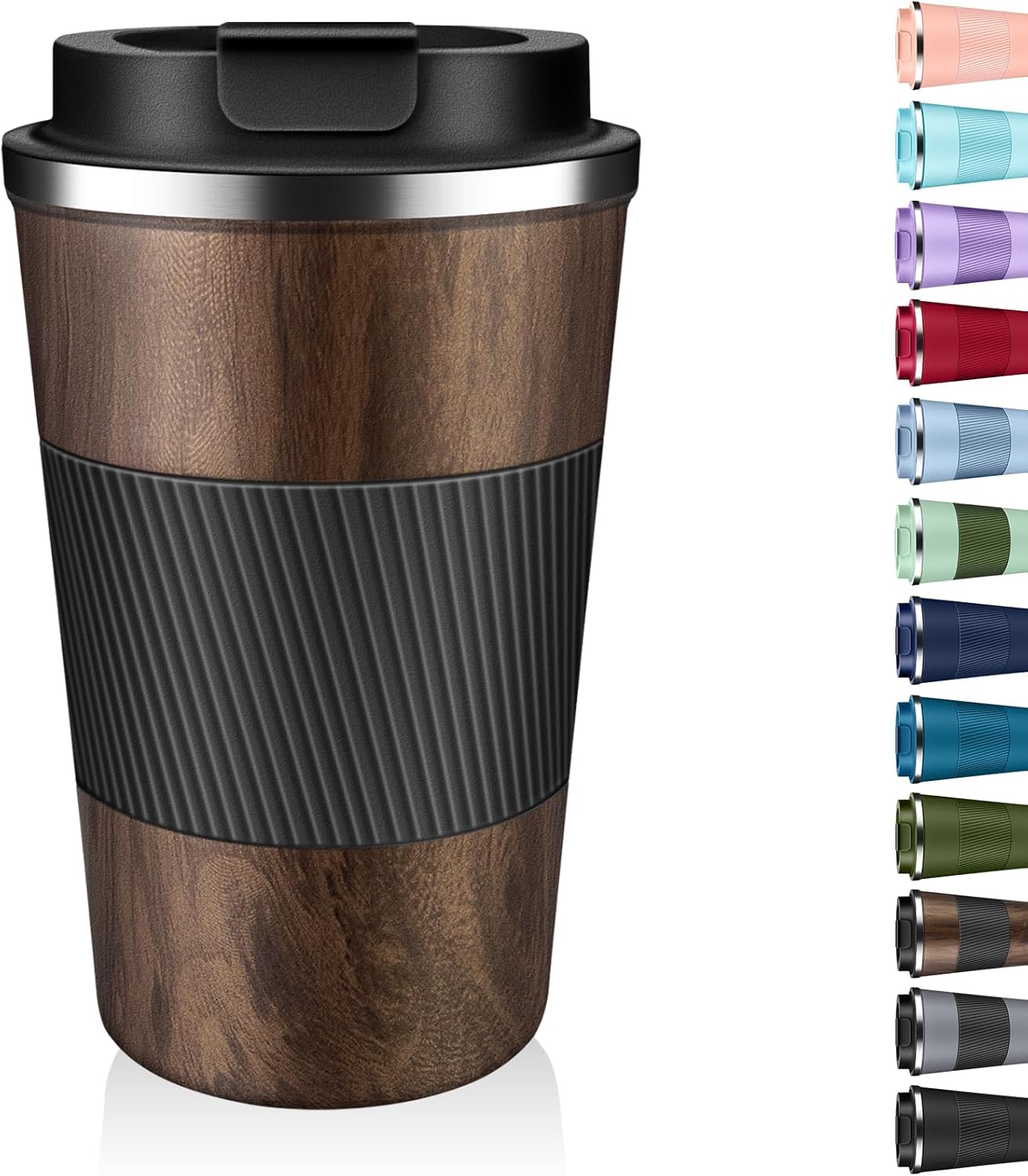 Insulated Coffee Tumbler 12 oz, Stainless Steel Coffee Mug with Lids, Travel Coffee Mug Leak Proof, Double Wall Vacuum Insulated Reusable Coffee Cup, Keep Drinks Hot and Cold (Orange, 12 Ounces)
