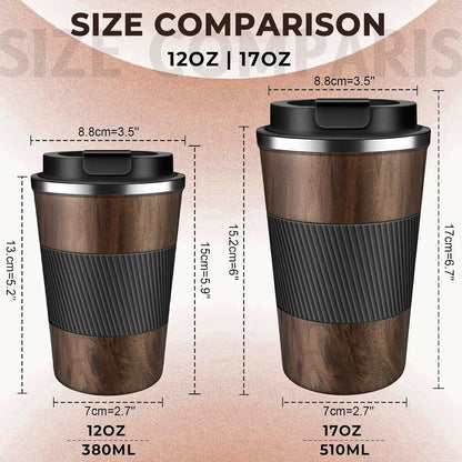 Insulated Coffee Tumbler 12 oz, Stainless Steel Coffee Mug with Lids, Travel Coffee Mug Leak Proof, Double Wall Vacuum Insulated Reusable Coffee Cup, Keep Drinks Hot and Cold (Orange, 12 Ounces)