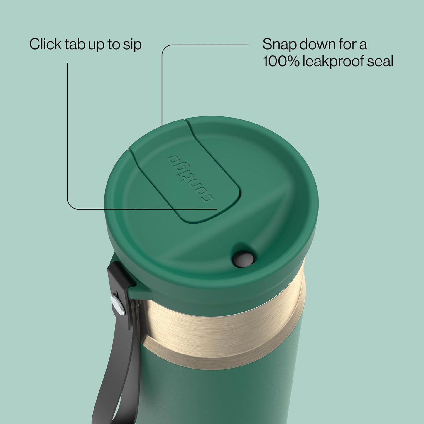 SnapSeal 16 oz Stainless Steel Vacuum-Insulated Water Bottle with Leakproof AutoClose Lid (Straw-Compatible) & Carry Strap, BPA-Free & Lead-Free, Dishwasher Safe