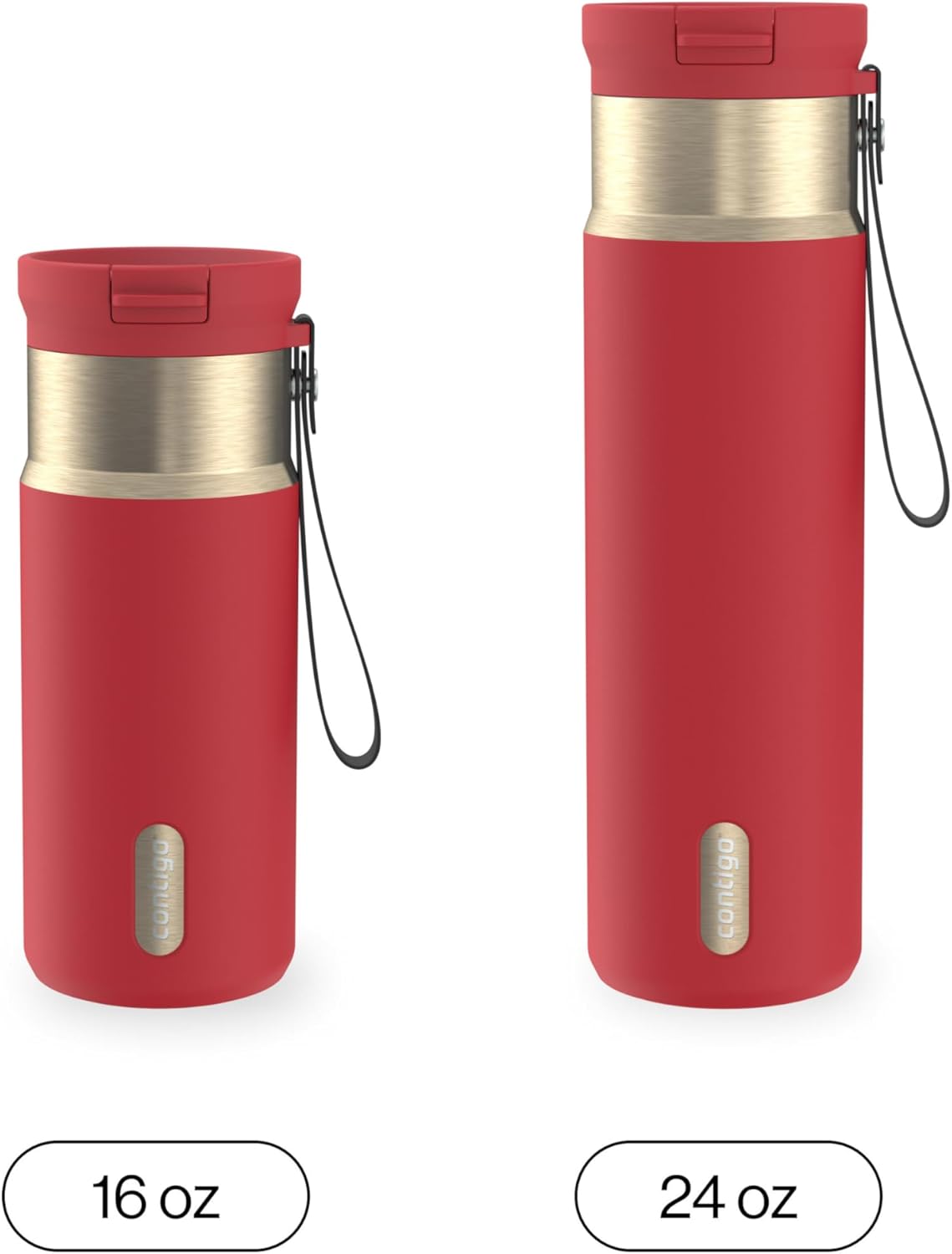 SnapSeal 16 oz Stainless Steel Vacuum-Insulated Water Bottle with Leakproof AutoClose Lid (Straw-Compatible) & Carry Strap, BPA-Free & Lead-Free, Dishwasher Safe