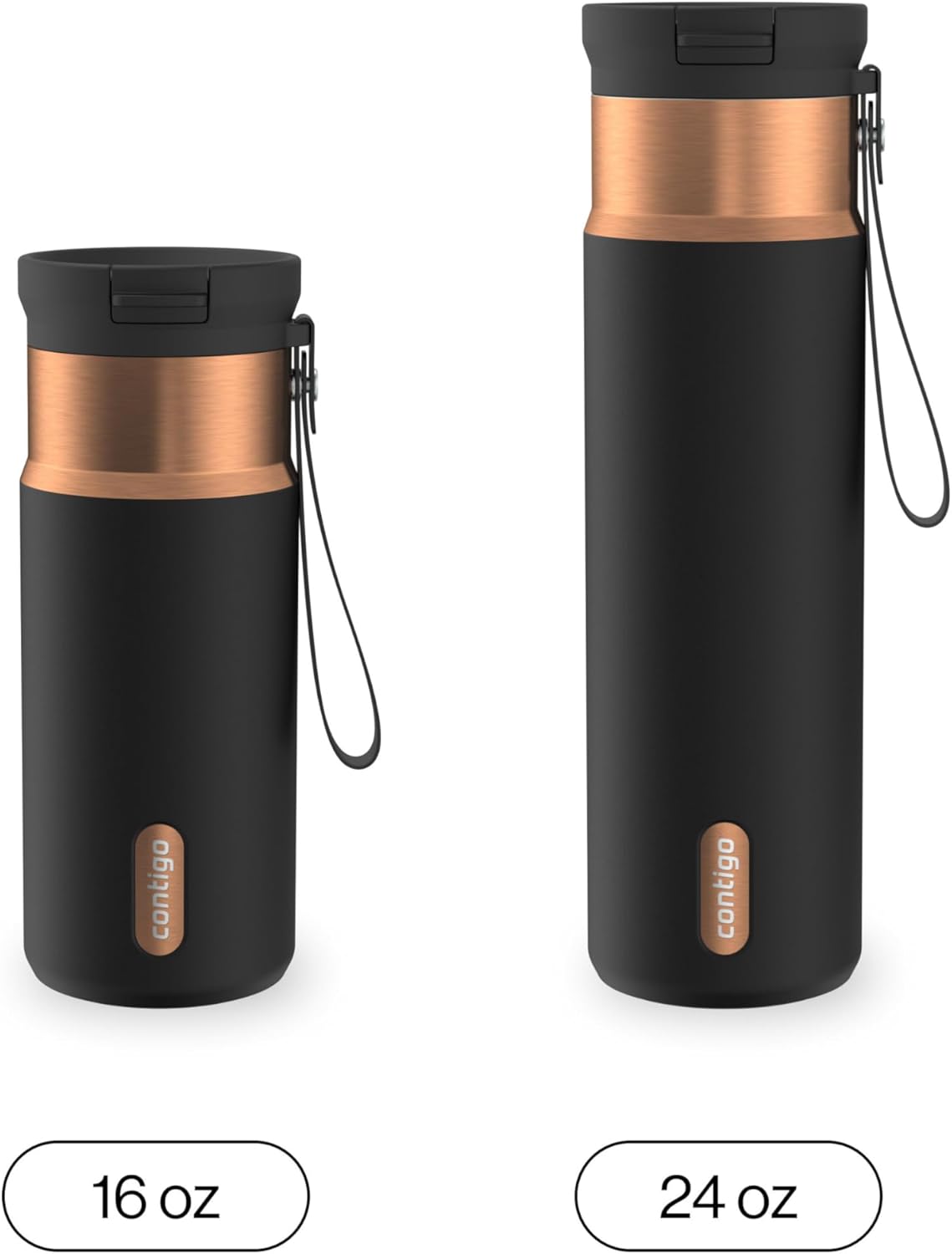 SnapSeal 16 oz Stainless Steel Vacuum-Insulated Water Bottle with Leakproof AutoClose Lid (Straw-Compatible) & Carry Strap, BPA-Free & Lead-Free, Dishwasher Safe