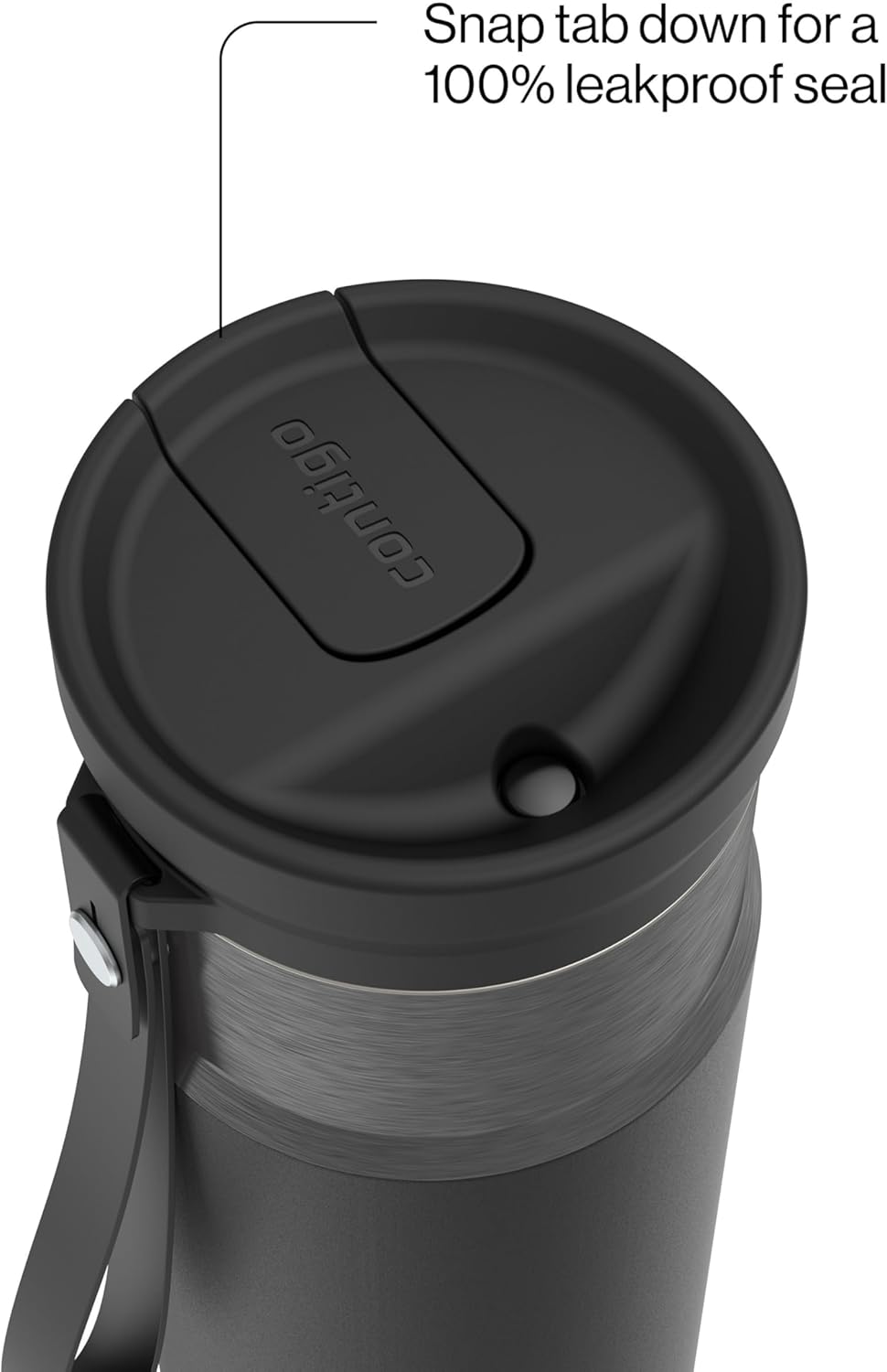 SnapSeal 16 oz Stainless Steel Vacuum-Insulated Water Bottle with Leakproof AutoClose Lid (Straw-Compatible) & Carry Strap, BPA-Free & Lead-Free, Dishwasher Safe