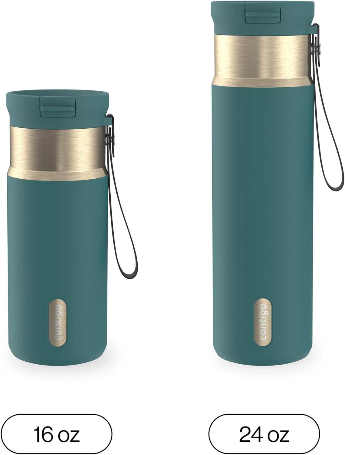 SnapSeal 16 oz Stainless Steel Vacuum-Insulated Water Bottle with Leakproof AutoClose Lid (Straw-Compatible) & Carry Strap, BPA-Free & Lead-Free, Dishwasher Safe