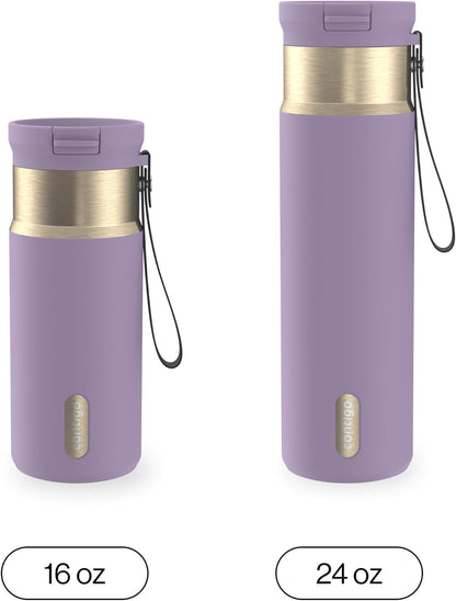 SnapSeal 16 oz Stainless Steel Vacuum-Insulated Water Bottle with Leakproof AutoClose Lid (Straw-Compatible) & Carry Strap, BPA-Free & Lead-Free, Dishwasher Safe