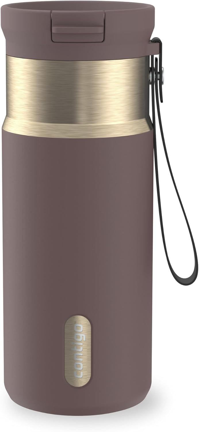 SnapSeal 16 oz Stainless Steel Vacuum-Insulated Water Bottle with Leakproof AutoClose Lid (Straw-Compatible) & Carry Strap, BPA-Free & Lead-Free, Dishwasher Safe
