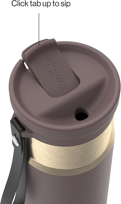 SnapSeal 16 oz Stainless Steel Vacuum-Insulated Water Bottle with Leakproof AutoClose Lid (Straw-Compatible) & Carry Strap, BPA-Free & Lead-Free, Dishwasher Safe