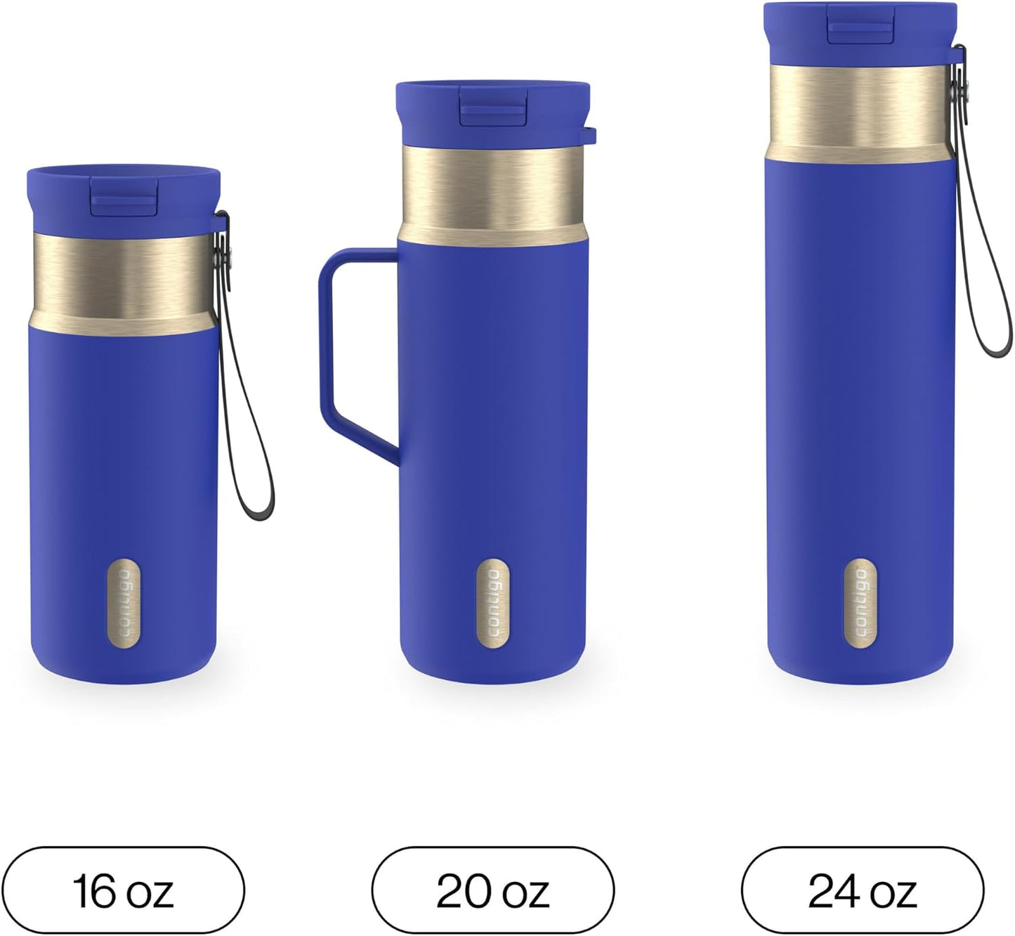 SnapSeal 16 oz Stainless Steel Vacuum-Insulated Water Bottle with Leakproof AutoClose Lid (Straw-Compatible) & Carry Strap, BPA-Free & Lead-Free, Dishwasher Safe