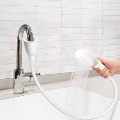 Portable Shampoo Sink Spray Hose for Salon or Home, 41.5 Inch Sink Attachment with Nozzle for Hair Washing, Baby & Pet Baths, Fits Most Standard Faucets, White, 1" Diameter