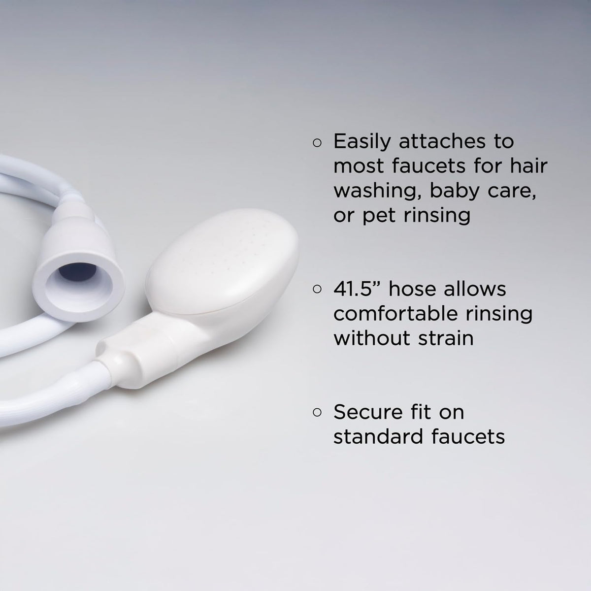 Portable Shampoo Sink Spray Hose for Salon or Home, 41.5 Inch Sink Attachment with Nozzle for Hair Washing, Baby & Pet Baths, Fits Most Standard Faucets, White, 1" Diameter