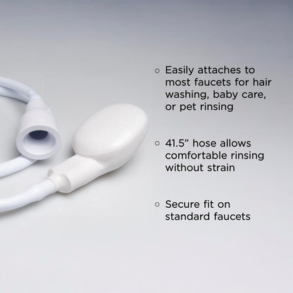 Portable Shampoo Sink Spray Hose for Salon or Home, 41.5 Inch Sink Attachment with Nozzle for Hair Washing, Baby & Pet Baths, Fits Most Standard Faucets, White, 1" Diameter