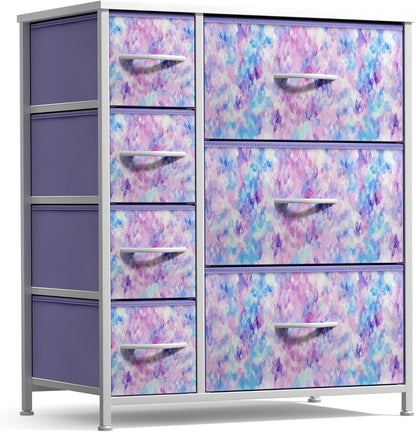 7-Drawer Dresser for Kids Bedroom, Wood Top (Pastel Pink)