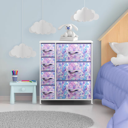 7-Drawer Dresser for Kids Bedroom, Wood Top (Pastel Pink)