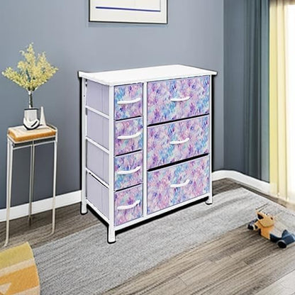 7-Drawer Dresser for Kids Bedroom, Wood Top (Pastel Pink)