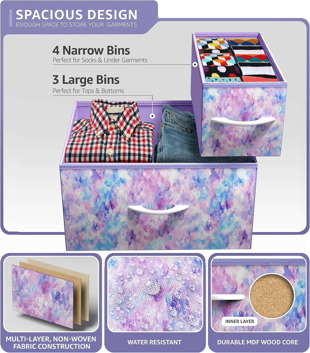 7-Drawer Dresser for Kids Bedroom, Wood Top (Pastel Pink)