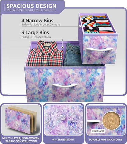 7-Drawer Dresser for Kids Bedroom, Wood Top (Pastel Pink)