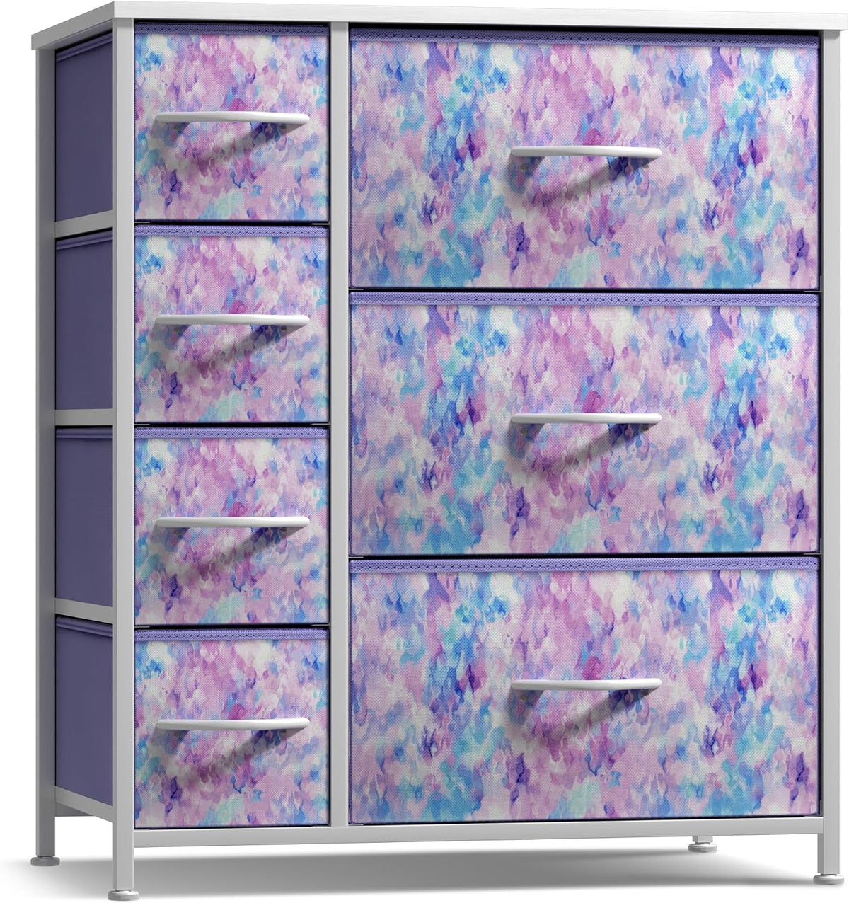 7-Drawer Dresser for Kids Bedroom, Wood Top (Pastel Pink)