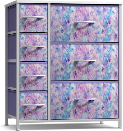 7-Drawer Dresser for Kids Bedroom, Wood Top (Pastel Pink)
