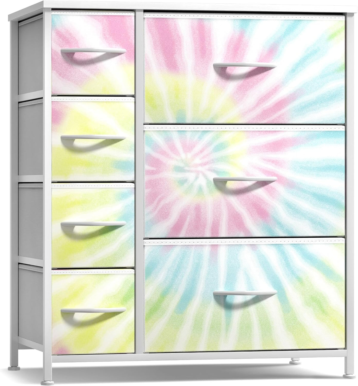 7-Drawer Dresser for Kids Bedroom, Wood Top (Pastel Pink)
