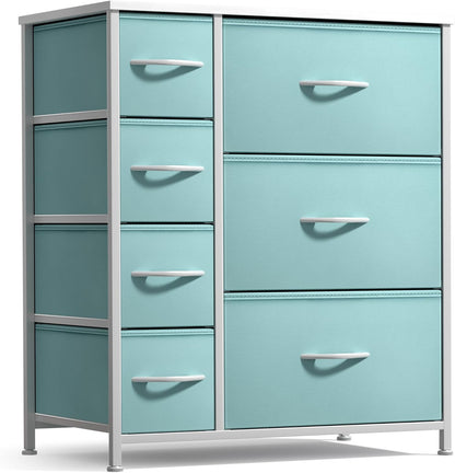 7-Drawer Dresser for Kids Bedroom, Wood Top (Pastel Pink)