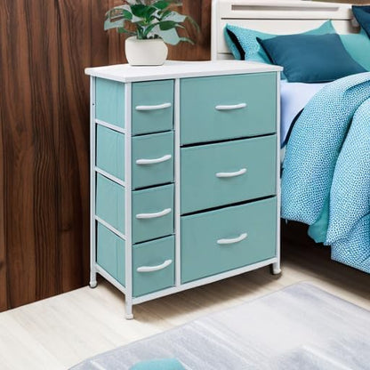 7-Drawer Dresser for Kids Bedroom, Wood Top (Pastel Pink)