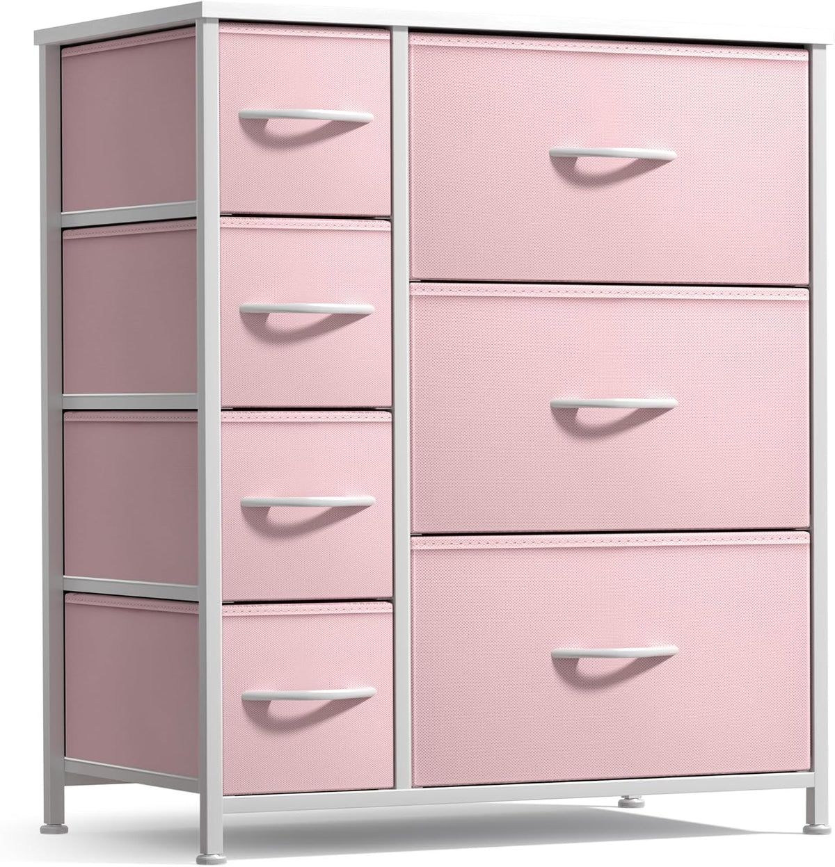 7-Drawer Dresser for Kids Bedroom, Wood Top (Pastel Pink)