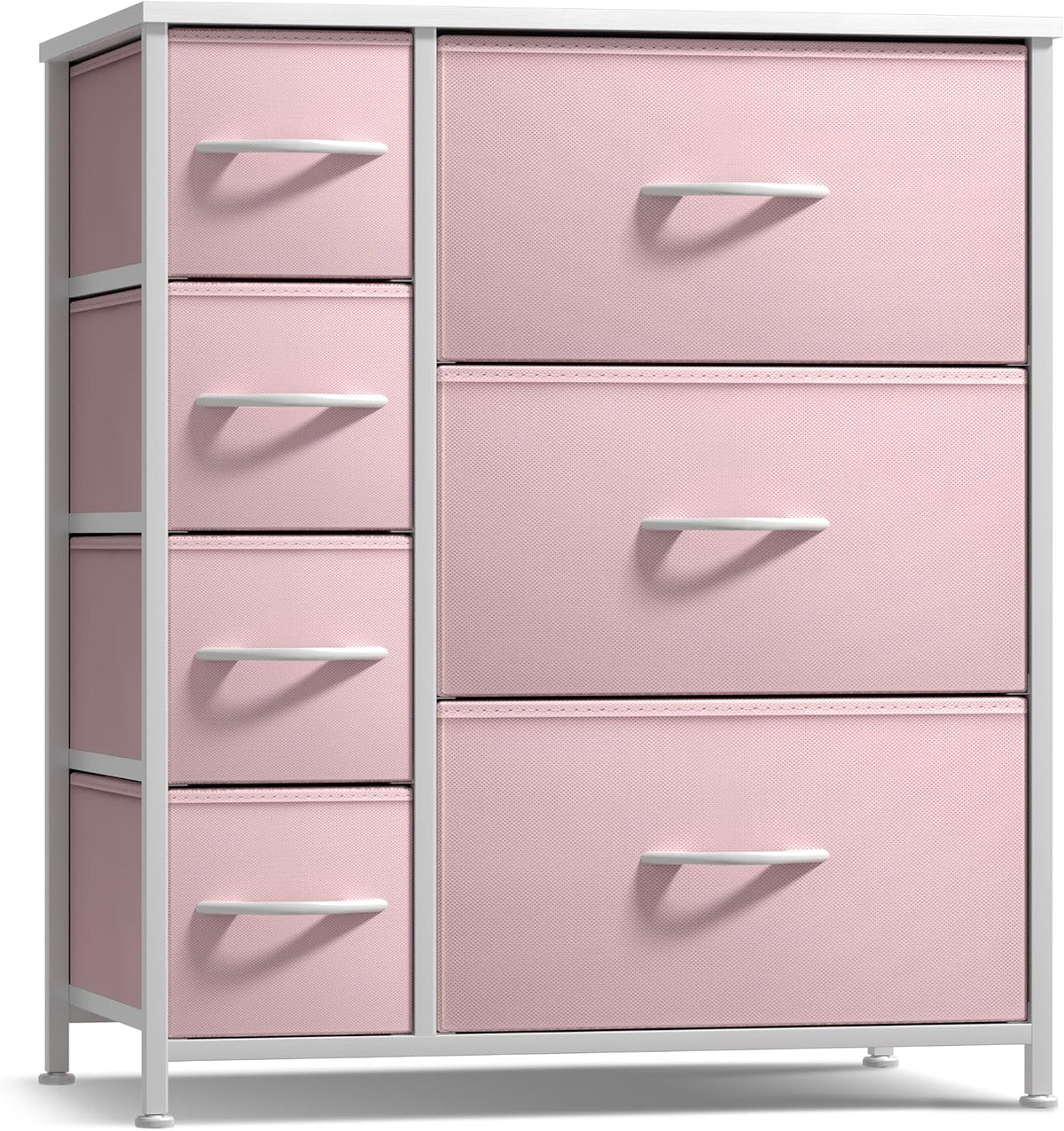 7-Drawer Dresser for Kids Bedroom, Wood Top (Pastel Pink)