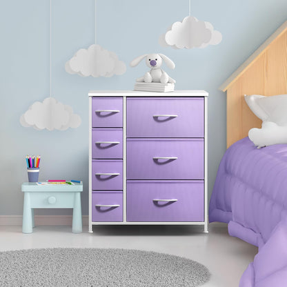 7-Drawer Dresser for Kids Bedroom, Wood Top (Pastel Pink)