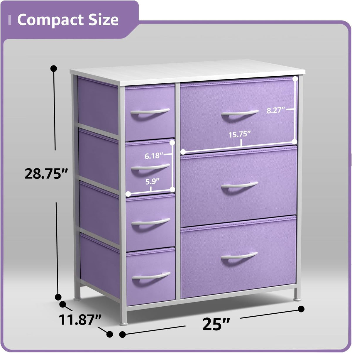 7-Drawer Dresser for Kids Bedroom, Wood Top (Pastel Pink)